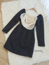 ORANGE JUICE White Rose Embellished Long Sleeves Mini Dress